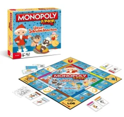 Monopoly Junior Unser Sandmännchen + 4 extra Spielfiguren Pittiplatsch Moppi NEU