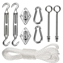 Montageset Montagekit für Sonnensegel 9 Elemente Hacken Spanner Deckauge NEU