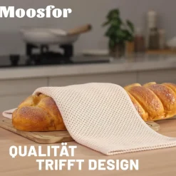 Moosfor Geschirrtücher 12er Set, 100% Baumwolle, 32 x 72 cm, Saugfähig, Beige
