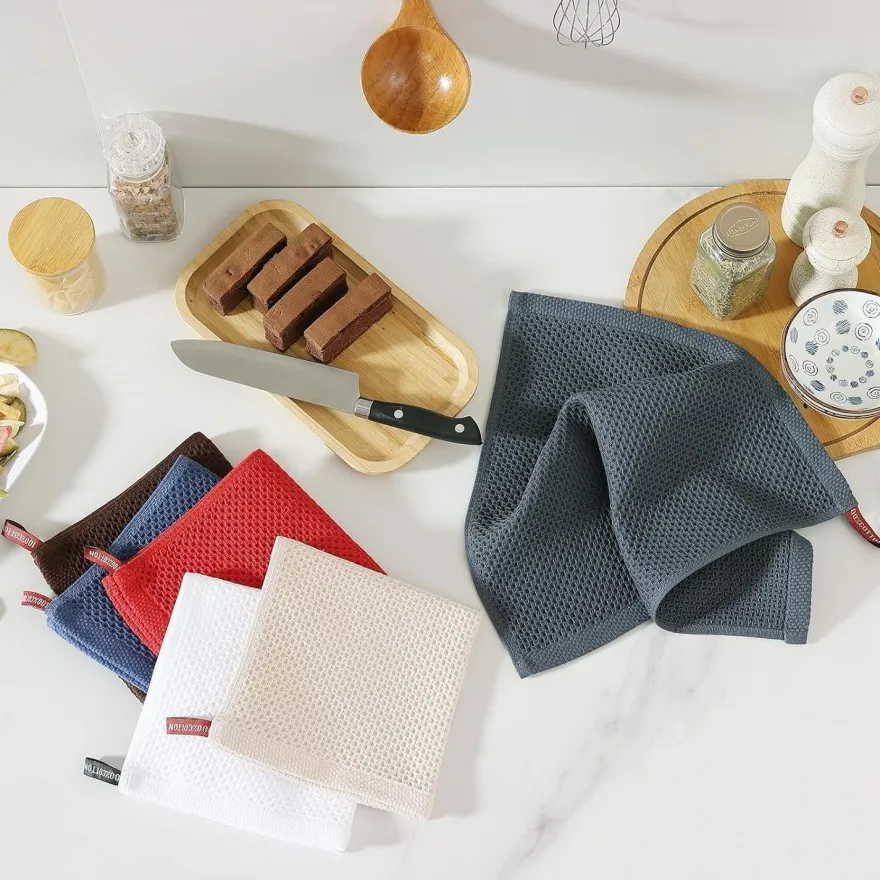 Moosfor Geschirrtücher 12er Set, 100% Baumwolle, 32 x 72 cm, Saugfähig, Beige