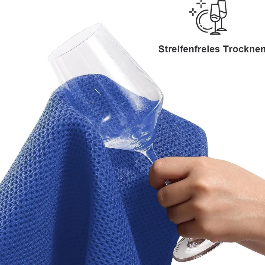 Moosfor Geschirrtücher 6er Set, 100% Baumwolle, 30 x 30 cm, Blau - Saugfähig