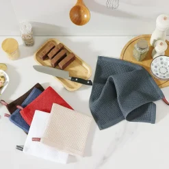 Moosfor Geschirrtücher 6er Set, 100% Baumwolle, 30 x 30 cm, Blau - Saugfähig