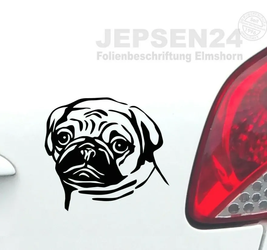 Mops 10cm - Hunde Autoaufkleber Auto Mini Aufkleber