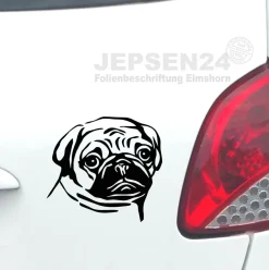 Mops 10cm - Hunde Autoaufkleber Auto Mini Aufkleber