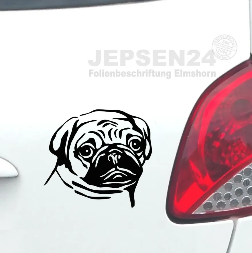 Mops 10cm - Hunde Autoaufkleber Auto Mini Aufkleber