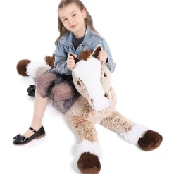 MorisMos 120cm Riesiges Kuschelpferd XXL, Hellbraun, Plüschtier für Kinder und