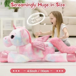 MorisMos Einhorn Kuscheltier XXL 110cm mit Flügel, riesiges Plüschtier als