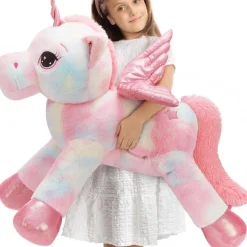 MorisMos Einhorn Kuscheltier XXL 110cm mit Flügel, riesiges Plüschtier als