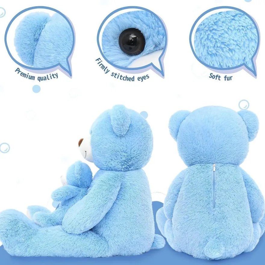 MorisMos Großer Teddybär 100cm mit Babybär, XXL Kuscheltier aus weichem Plüsch