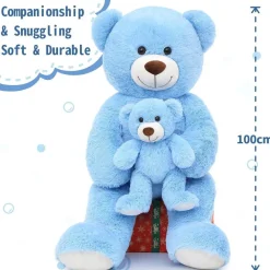 MorisMos Großer Teddybär 100cm mit Babybär, XXL Kuscheltier aus weichem Plüsch