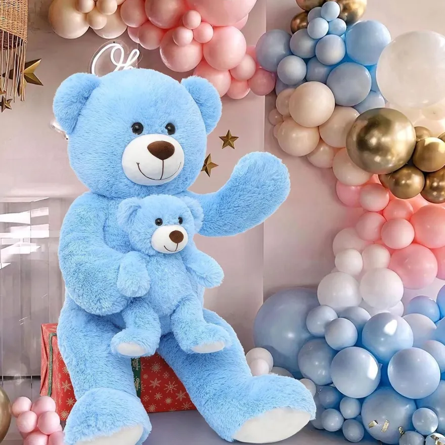 MorisMos Großer Teddybär 100cm mit Babybär, XXL Kuscheltier aus weichem Plüsch