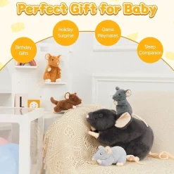 MorisMos Riesen Maus Kuscheltier XXL mit Baby im Bauch, Stofftier für Kinder