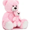 MorisMos Riesen Teddybär 100cm mit Babybär, XXL Kuscheltier für Mädchen, Rosa