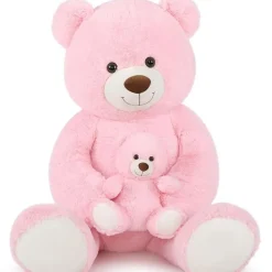 MorisMos Riesen Teddybär 100cm mit Babybär, XXL Kuscheltier für Mädchen, Rosa