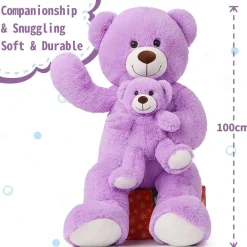 MorisMos Riesen Teddybär 100cm mit Babybär, XXL Kuscheltier für Mädchen und
