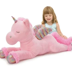 MorisMos XXL Einhorn Kuscheltier 110cm, flauschiges Plüschtier mit Flügeln
