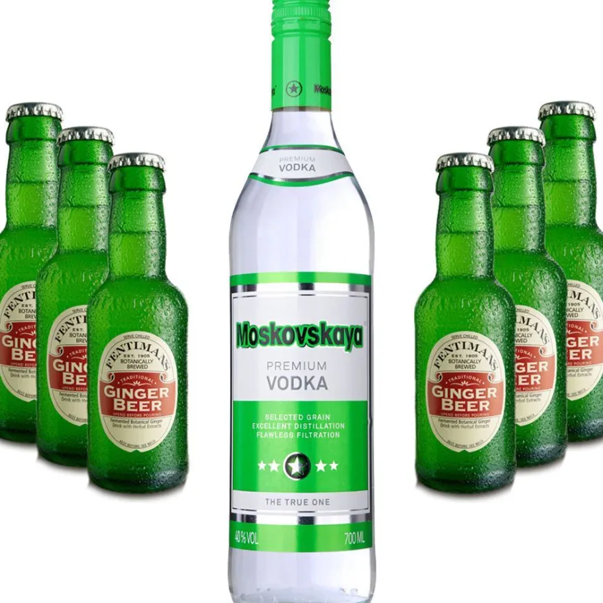 Moscow Mule Set - Moskovskaya Vodka 0,5l (40% Vol) + 6x Fentimans Ginger Beer 2
