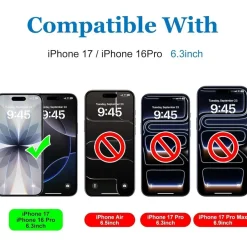 Mothca Matte Panzerglas für iPhone 17 / 16 Pro (6.3 Zoll) - 2 Stück, 9H