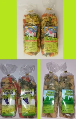 Motivnudeln Einhörner Wald Trauben 1Set = 2x 250g Nudeln Pasta Streuteile Bäume Baum