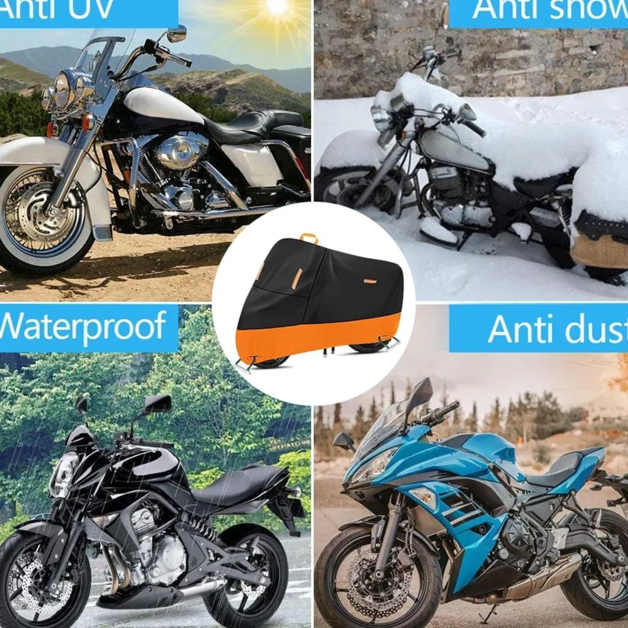 Motorrad Abdeckplane 300D Oxford 2XL Wasserdicht Reflektierend Winddicht