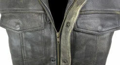 Motorrad & Biker Rind LEDER Weste Custom Cracker Kutte Club Cuir