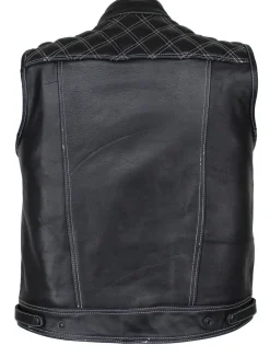 Motorrad & Biker Weste Rind LEDER Weste Custom Kutte Club Schwarz