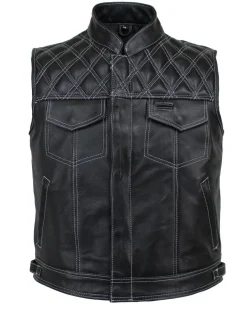 Motorrad & Biker Weste Rind LEDER Weste Custom Kutte Club Schwarz