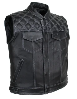 Motorrad & Biker Weste Rind LEDER Weste Custom Kutte Club Schwarz
