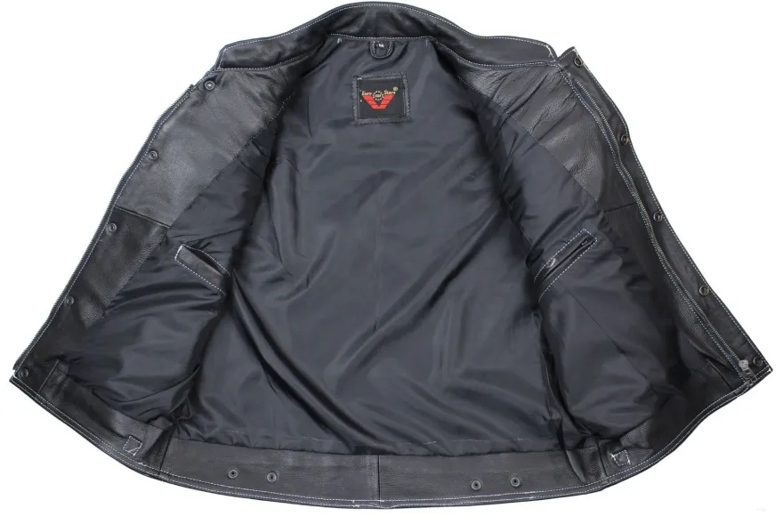 Motorrad & Biker Weste Rind LEDER Weste Custom Kutte Club Schwarz