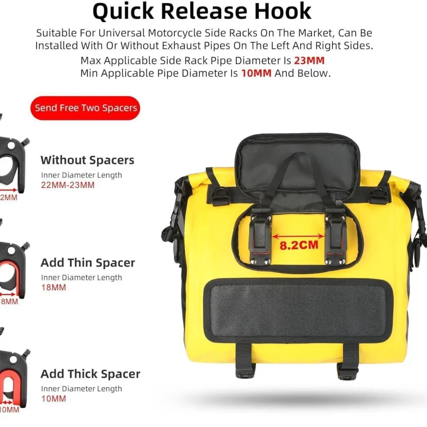 Motorrad Gepäckträgertasche Satteltasche 15L Wasserdicht Schwarz