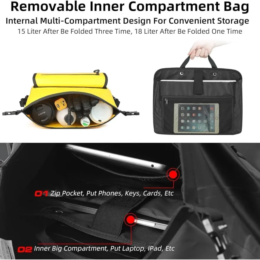Motorrad Gepäckträgertasche Satteltasche 15L Wasserdicht Schwarz