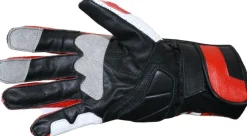 Motorradhandschuhe Rindsleder Rot/ Weiß/ Schwarz