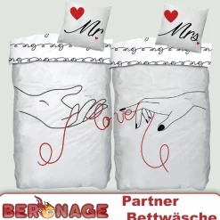 Mr. & Mrs. Partnerbettwäsche 2 Bettwäsche-Sets 135 x 200 cm