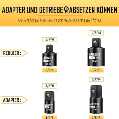 Mr. wintek Stecknuss Adapter Set, 4-teilig, Chrom Molybdän Stahl, für Ratschen