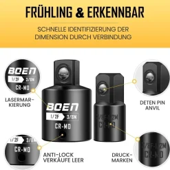 Mr. wintek Stecknuss Adapter Set, 4-teilig, Chrom Molybdän Stahl, für Ratschen
