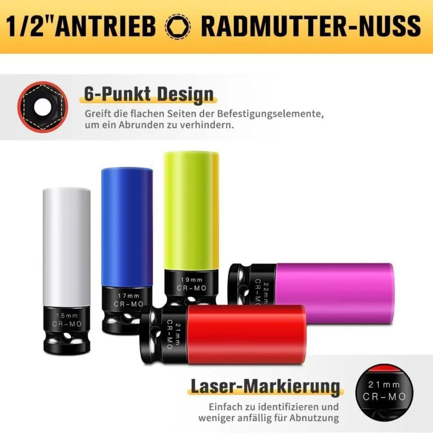 Mr. wintek 5-tlg Schlagschrauber Nüsse Set 1/2
