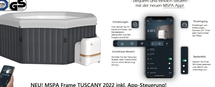 MSPA Whirlpool Tuscany 2026 Outdoor Pool 6 Pers. App Steuerung UVC XXL