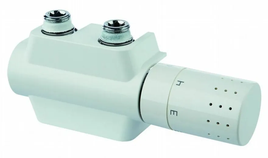 Multiblock Mittelanschluss Thermostat ECK-/ Durchgangform - WEISS / CHROM