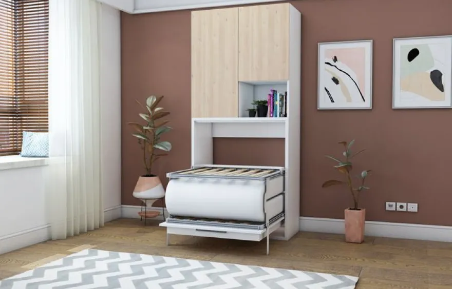 Multimo Capsule Klappbett / Wandbett / Schrankbett mit Klapptisch