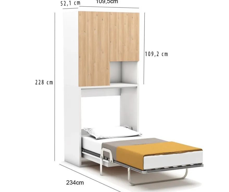 Multimo Capsule Klappbett / Wandbett / Schrankbett mit Klapptisch