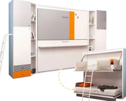Multimo SMART klappbares Etagenbett-Set 5-tlg. / Geschwisterzimmer
