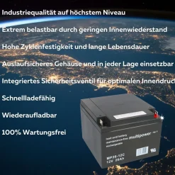 Multipower MP26-12C AGM Zyklenakku 12V 26Ah – M5