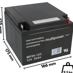 Multipower MP26-12C AGM Zyklenakku 12V 26Ah – M5