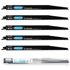 Muozlop 5er Set Säbelsägeblätter 300mm, 6/12 TPI für Holz und Nägel, universell