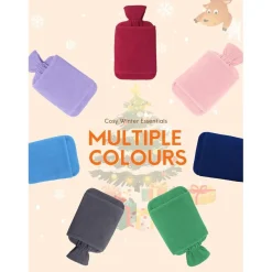 MUPAS Wärmflasche 2L Vliesbezug Auslaufsicher Känguru Tasche Blau