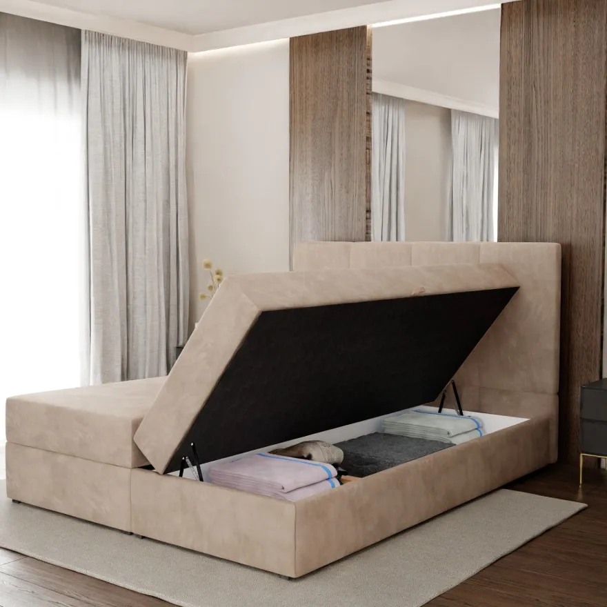 Muralo Kontinentalbett mit zwei Bettkasten Doppelbett Polsterbett für Schlafzimmer