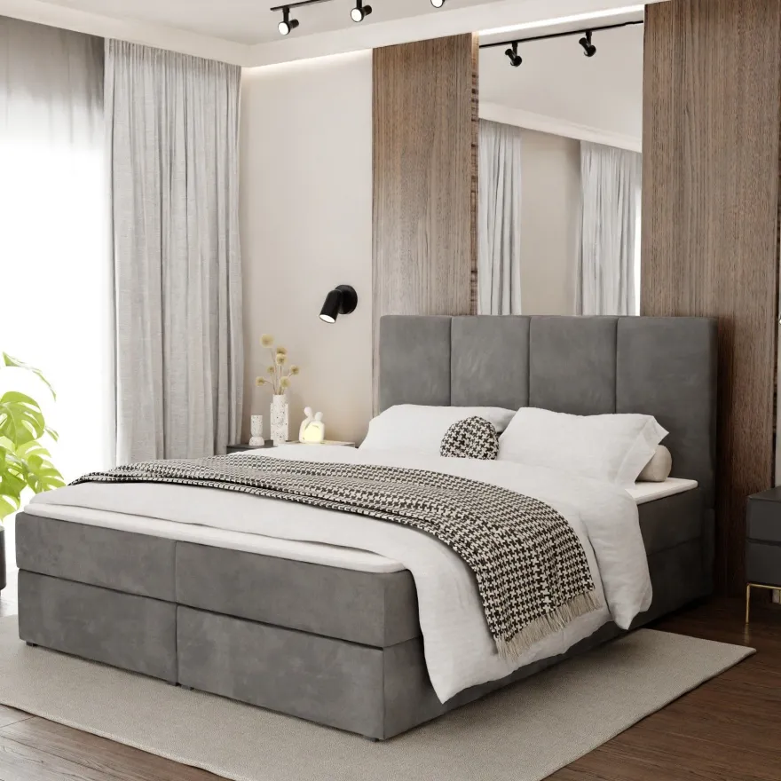 Muralo Kontinentalbett mit zwei Bettkasten Doppelbett Polsterbett für Schlafzimmer