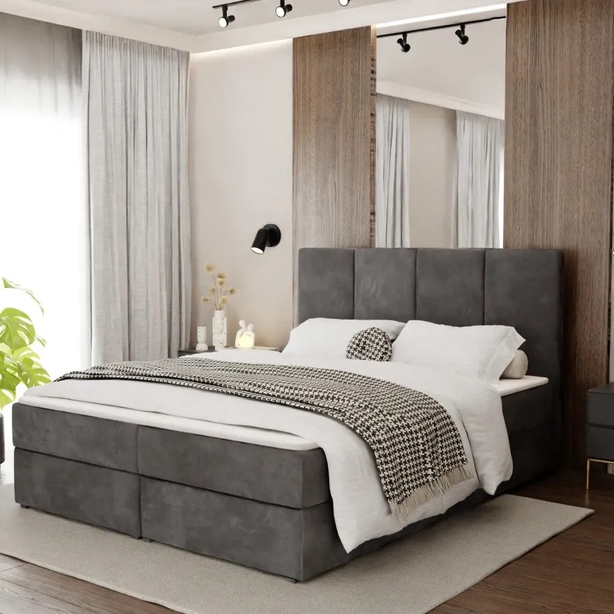Muralo Kontinentalbett mit zwei Bettkasten Doppelbett Polsterbett für Schlafzimmer