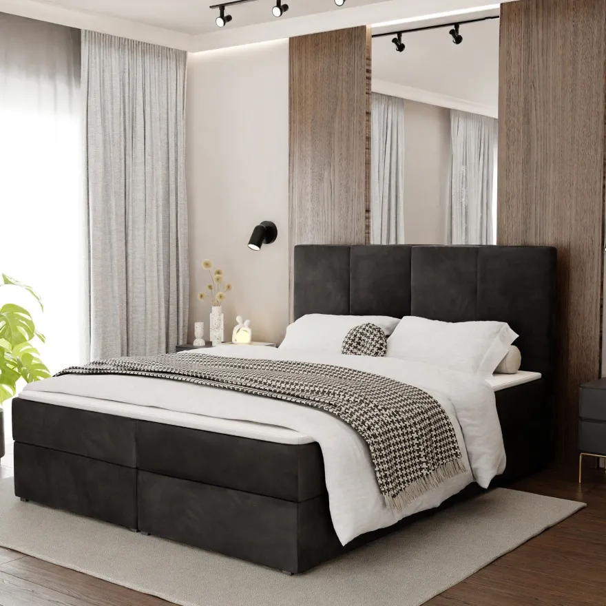 Muralo Kontinentalbett mit zwei Bettkasten Doppelbett Polsterbett für Schlafzimmer