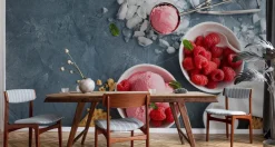 Muralo VINYL Fototapete XXL TAPETE Esszimmer EIS Obst Himbeeren 3D 3184